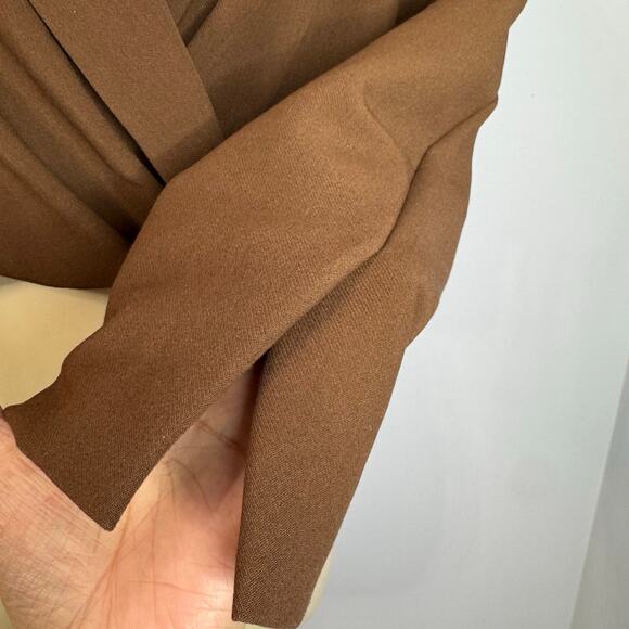 Zara Brown Cropped Shoulder Pad Blazer Casual Wardrobe Brown Women's S New - Picture 10 of 16